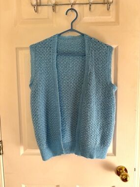 Light Blue Women's Hand Knit Vest